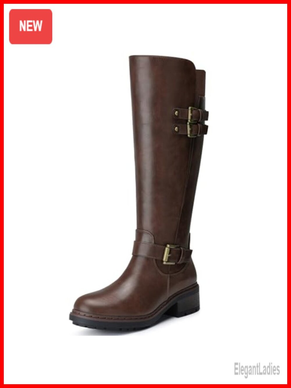 Knee High Boots Round Toe Zipper Faux Leather Riding Boots